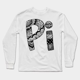 Pi Letter Doodle Pattern Long Sleeve T-Shirt